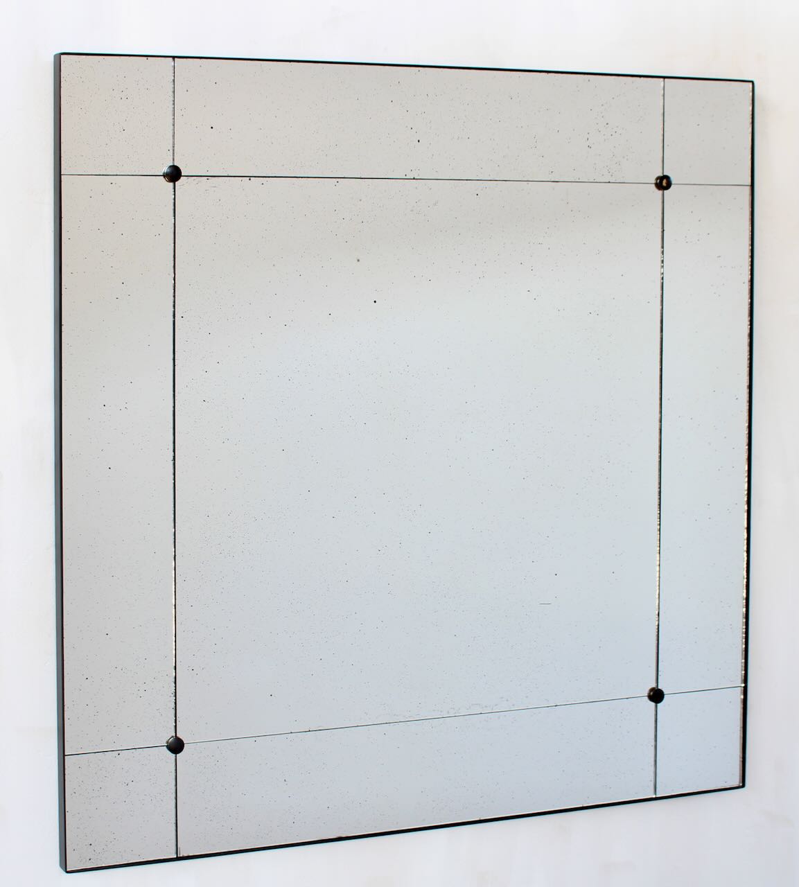 Large Square Vintage Mirror Black Metal Frame